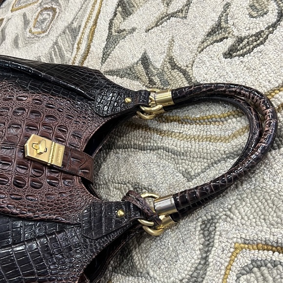 💕 Brahmin crocodile leather purple x large satchel bag nice 💕 - Picture 5 of 15